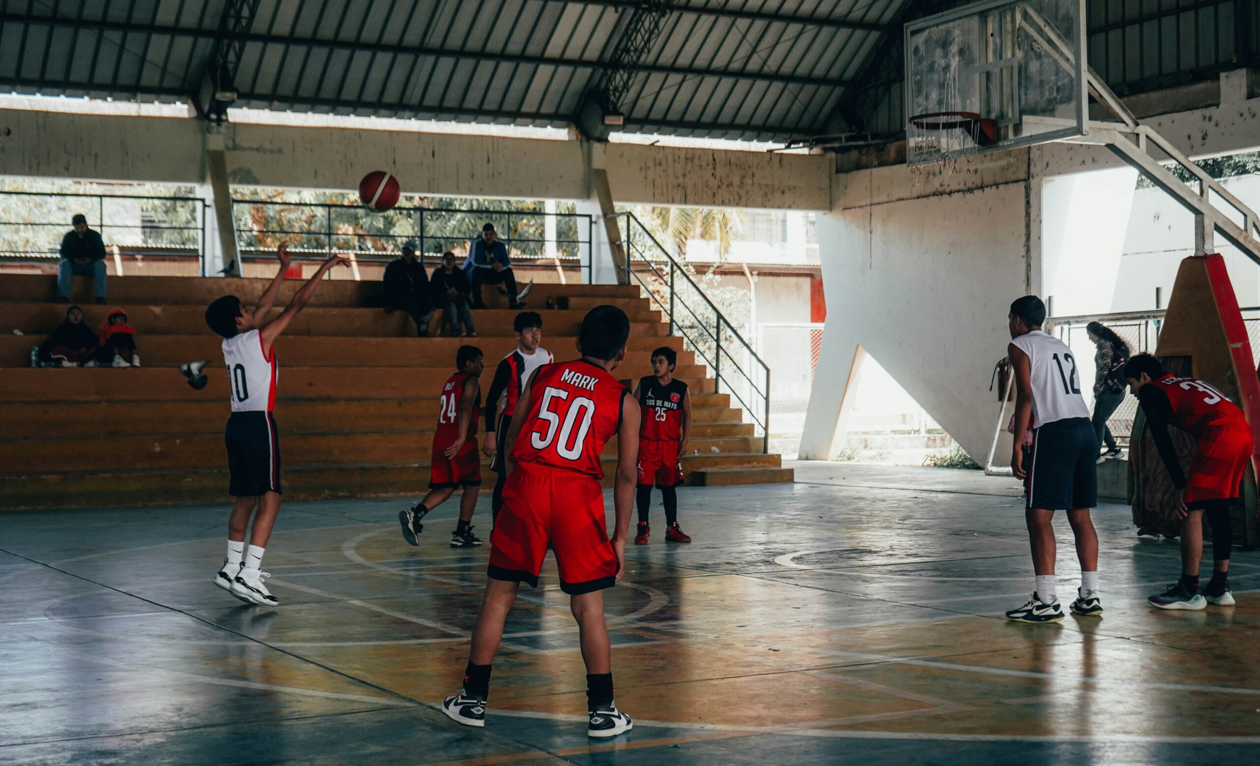 Young athletes playing a basketball game